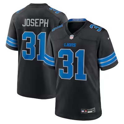 Men's Detroit Lions Kerby Joseph Nike Black Alternate 2 Game Jersey