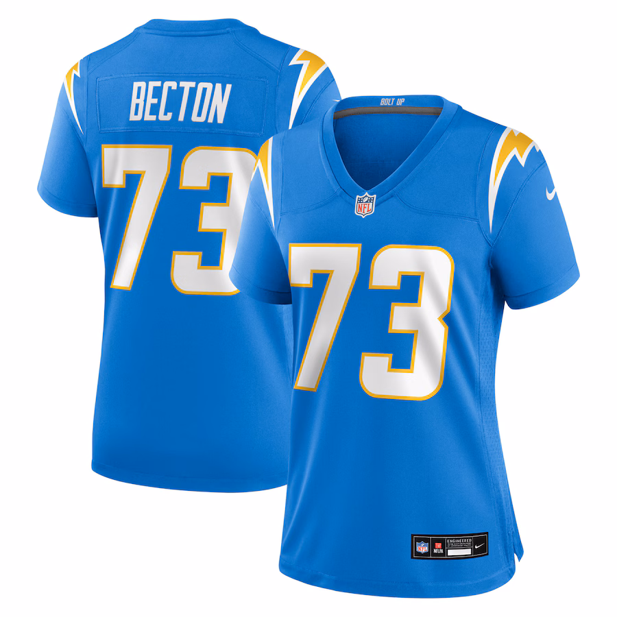Women's Los Angeles Chargers Mekhi Becton Nike Powder Blue Team Game Jersey