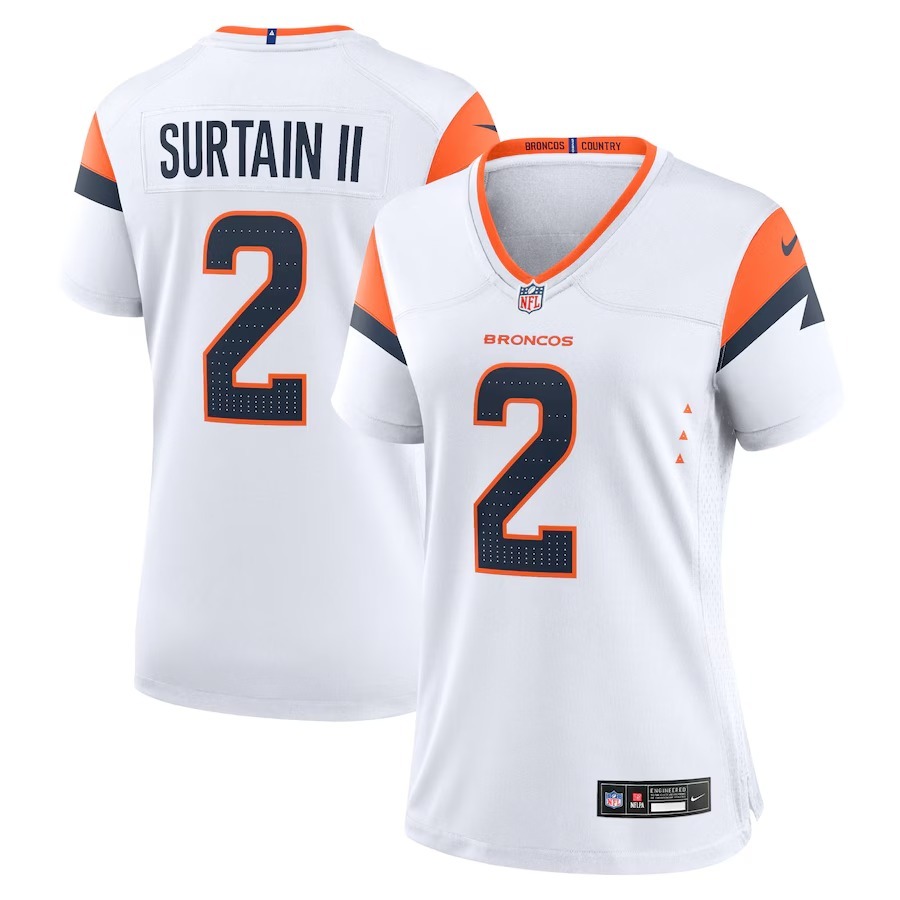 Women's Denver Broncos Patrick Surtain II Nike White Mile High Collection Game Jersey
