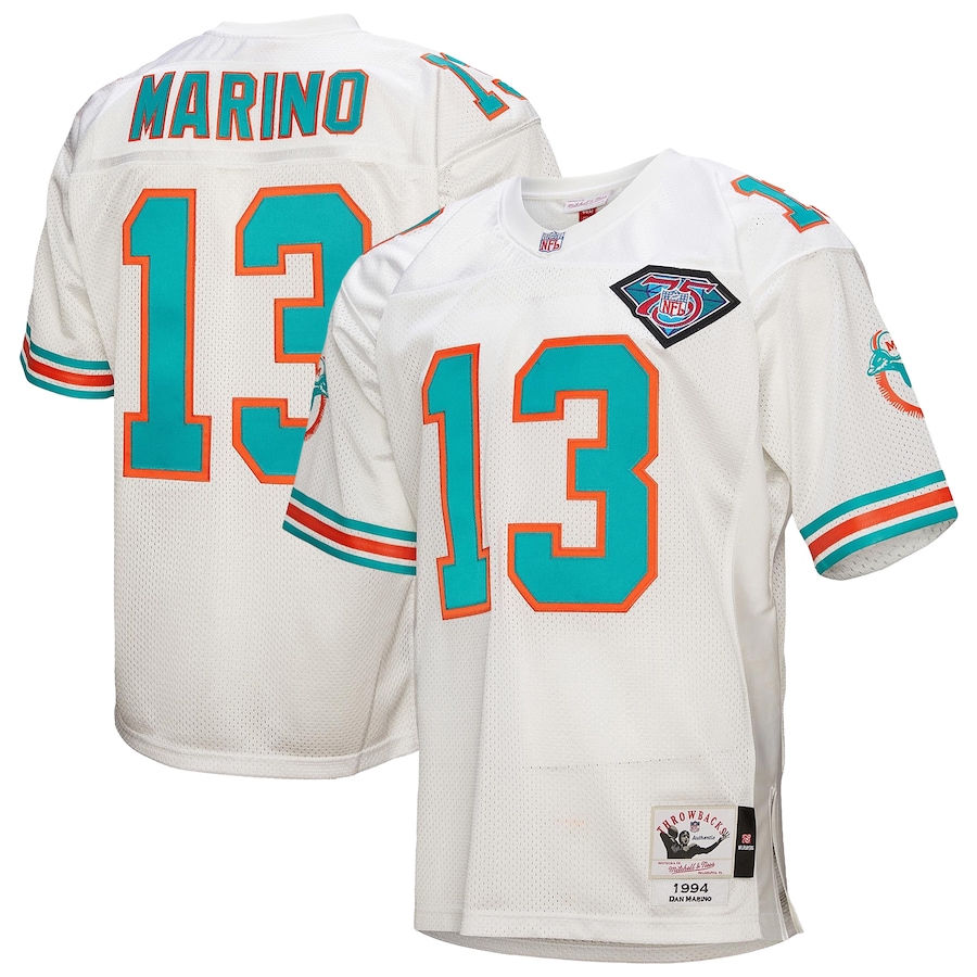 Men's Miami Dolphins 1994 Dan Marino Mitchell & Ness White Authentic Throwback Retired Player Jersey