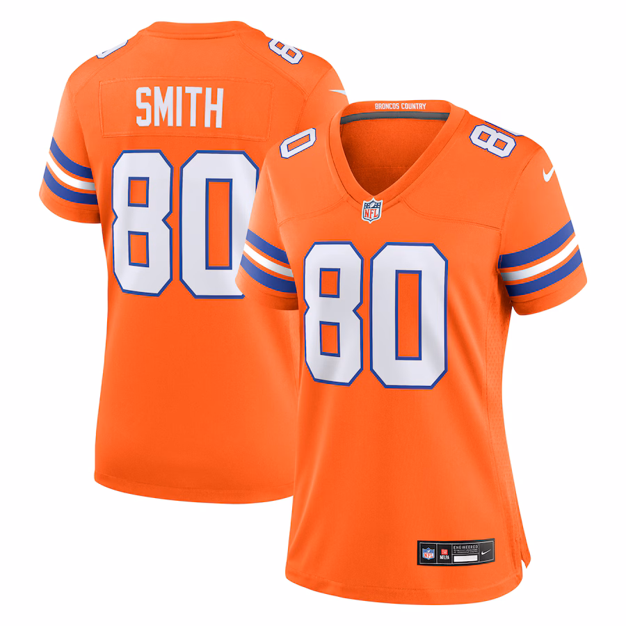 Women's Denver Broncos Rod Smith Nike Orange Mile High Collection 1977 Throwback Retired Player Game Jersey