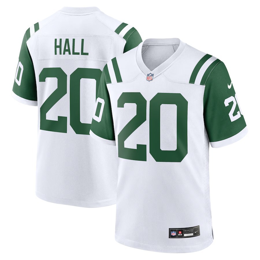 Men's New York Jets Breece Hall Nike White Classic Alternate Game Jersey