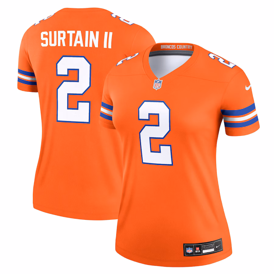 Women's Denver Broncos Patrick Surtain II Nike Orange Mile High Collection 1977 Throwback Player Legend Jersey