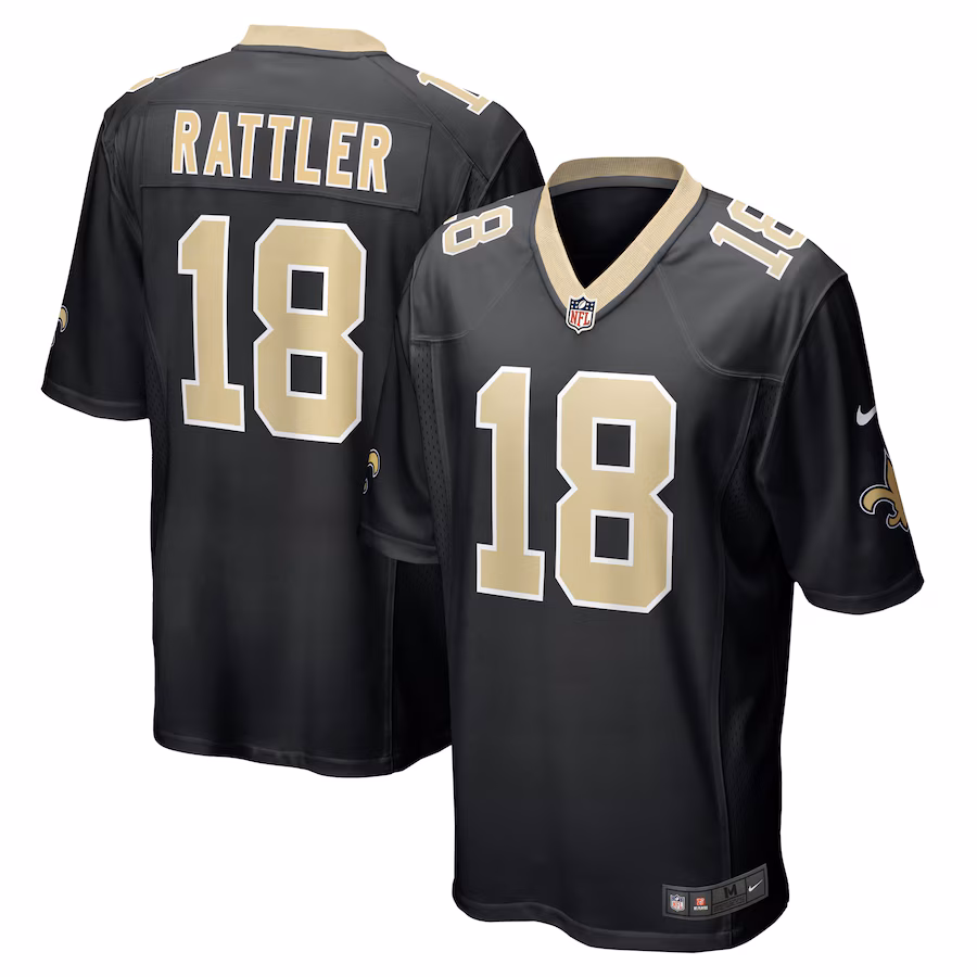 Men's New Orleans Saints Spencer Rattler Nike Black Game Jersey