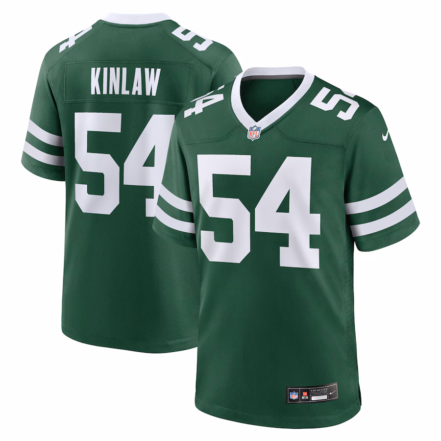 Men's New York Jets Javon Kinlaw Nike Legacy Green Team Game Jersey