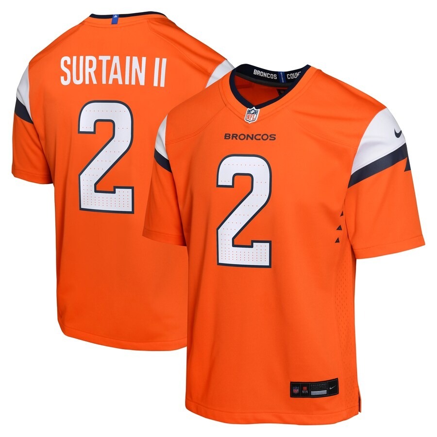 Youth Denver Broncos Patrick Surtain II Nike Orange Mile High Collection Game Jersey