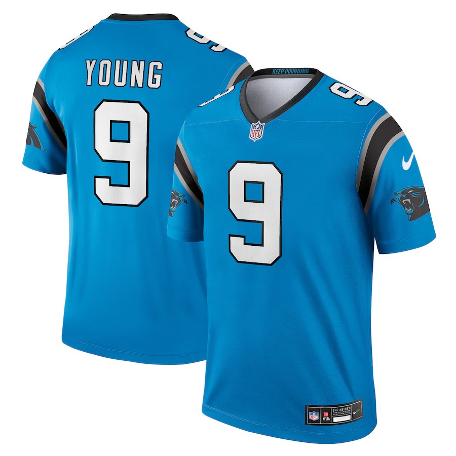 Men's Carolina Panthers Bryce Young Nike Blue Alternate Legend Player Performance Top