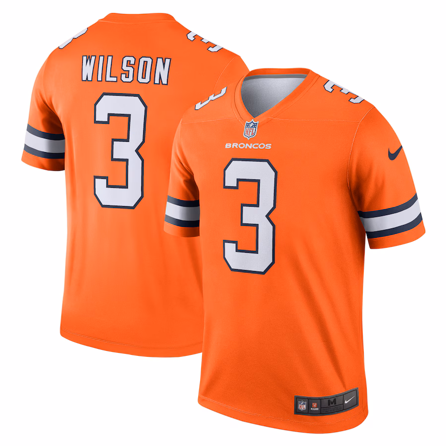 Men's Denver Broncos Russell Wilson Nike Orange Alternate Legend Player Performance Top