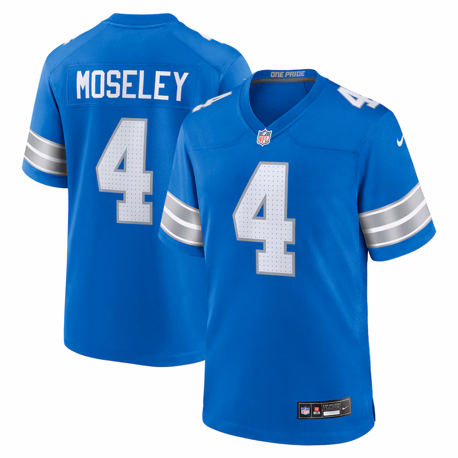 Men's Detroit Lions Emmanuel Moseley Nike Blue Team Game Jersey