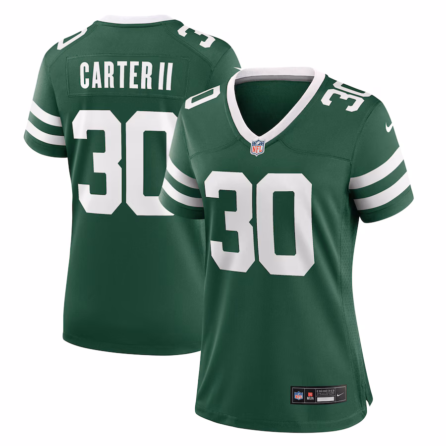 Women's New York Jets Michael Carter II Nike Legacy Green Team Game Jersey
