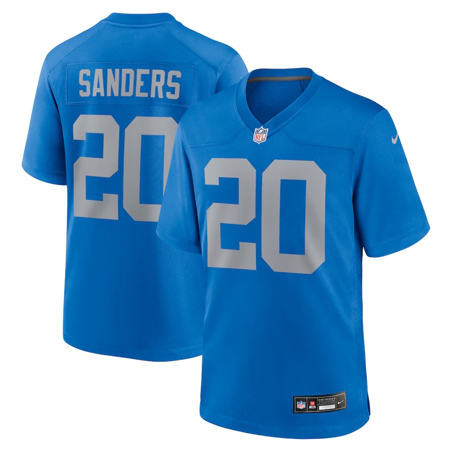 Men's Detroit Lions Barry Sanders Nike  Blue Alternate Game Jersey