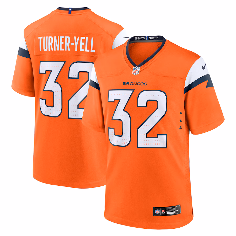 Men's Denver Broncos Delarrin Turner-Yell Nike Orange Team Game Jersey