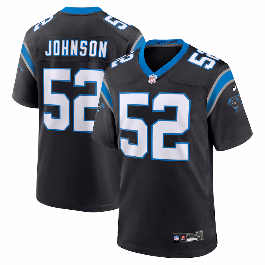 Men's Carolina Panthers DJ Johnson Nike Black Game Jersey
