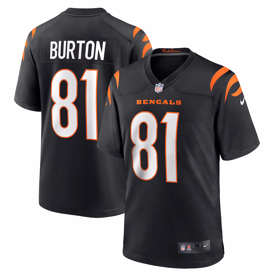 Men's Cincinnati Bengals Jermaine Burton Nike Black Game Jersey