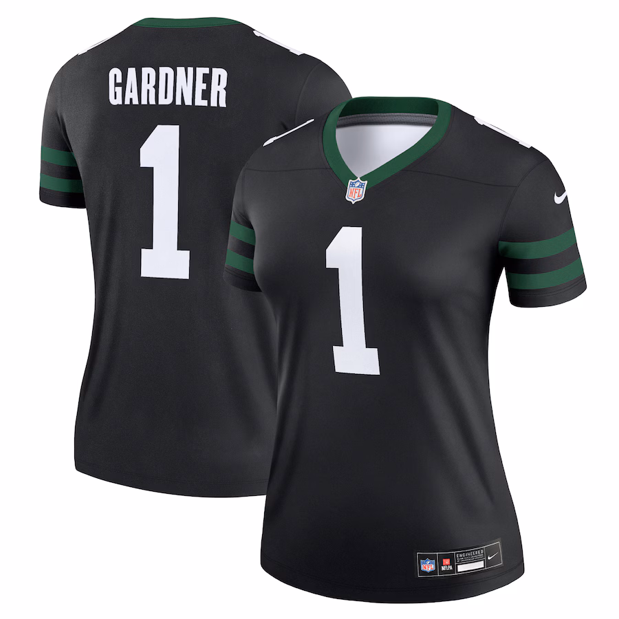 Women's New York Jets Ahmad Sauce Gardner Nike Legacy Black Alternate Legend Player Performance Top