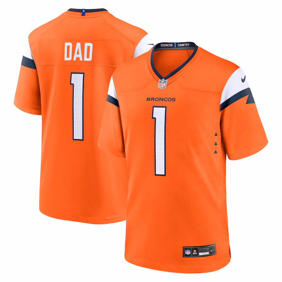 Men's Denver Broncos Nike Orange #1 Dad Game Jersey