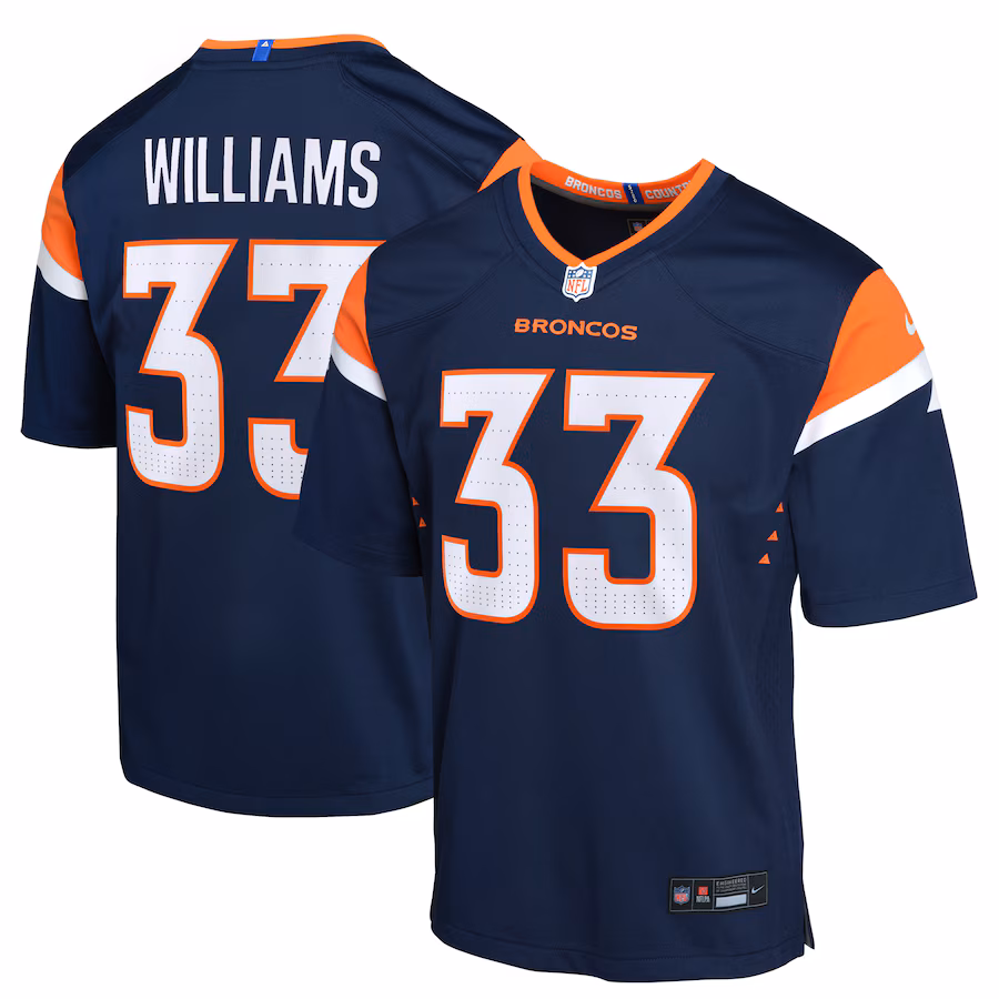 Youth Denver Broncos Javonte Williams Nike Navy Mile High Collection Game Jersey