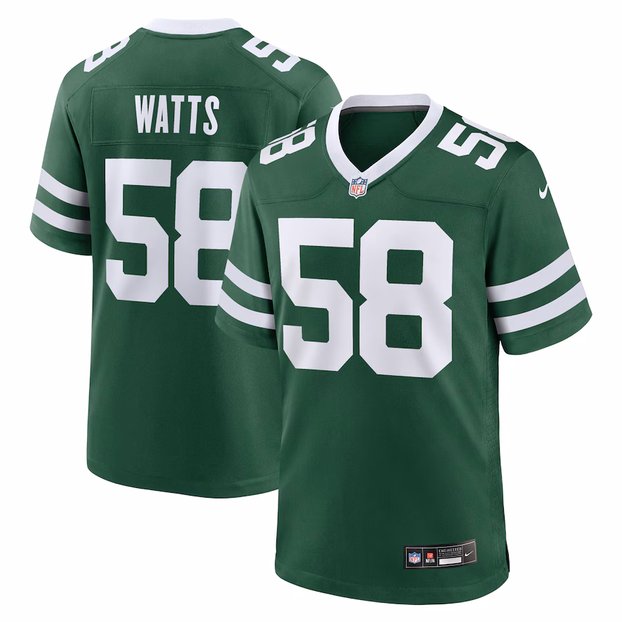 Men's New York Jets Eric Watts Nike Legacy Green Team Game Jersey