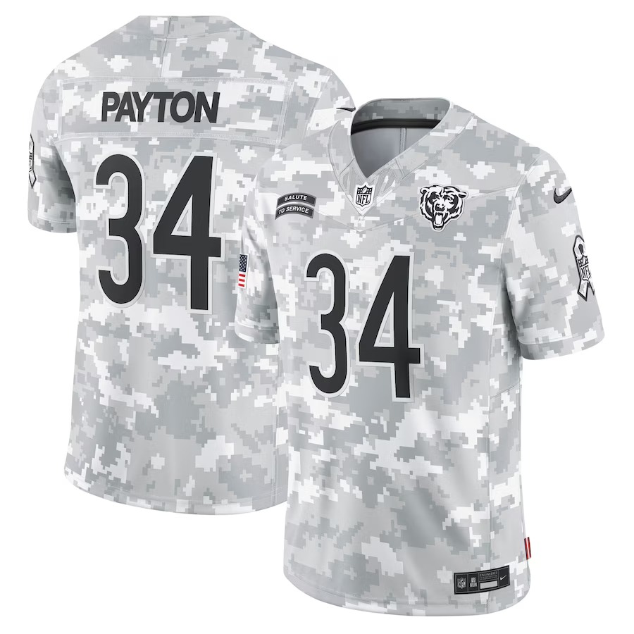 Men's Chicago Bears Walter Payton Nike Arctic Camo 2024 Salute to Service Retired Player Limited Jersey