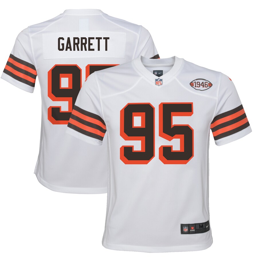 Youth Cleveland Browns Myles Garrett Nike White Game Jersey