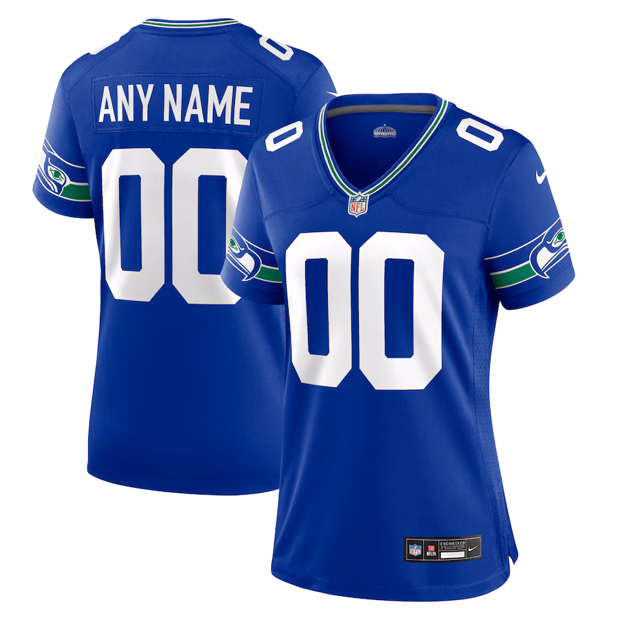 Women's Seattle Seahawks Nike Royal Throwback Custom Jersey