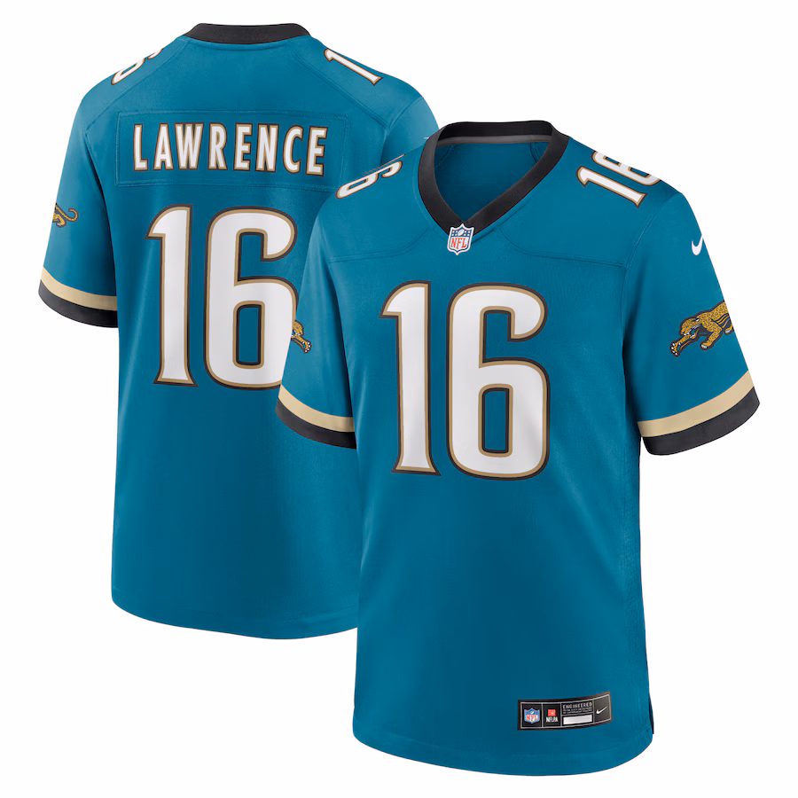Men's Jacksonville Jaguars Trevor Lawrence Nike Teal Prowler Throwback Player Game Jersey