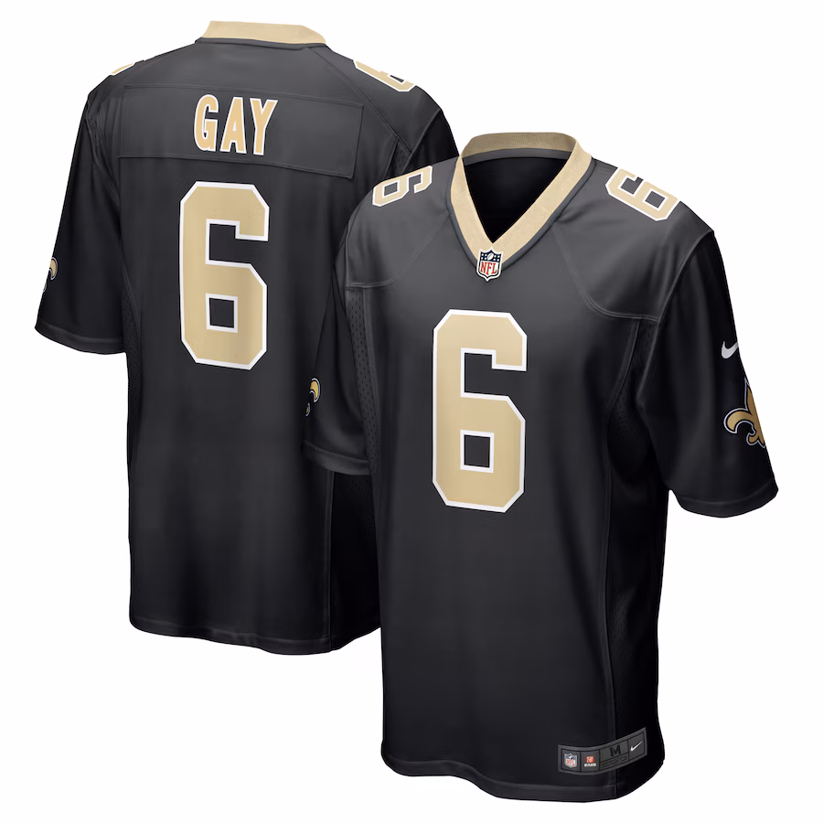 Men's New Orleans Saints Willie Gay Nike Black Game Jersey