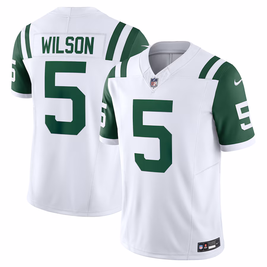 Men's New York Jets Garrett Wilson Nike White Classic Alternate Vapor F.U.S.E. Limited Jersey