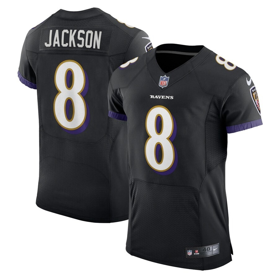 Men's Baltimore Ravens Lamar Jackson Nike Black Alternate Vapor Elite Player Jersey