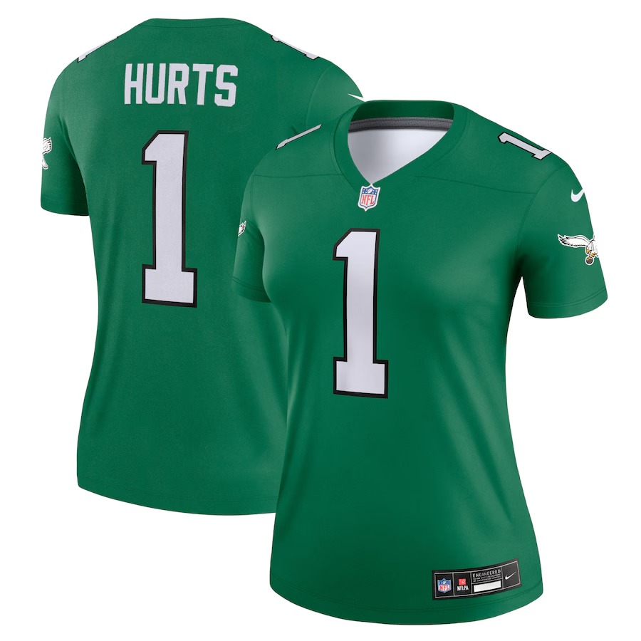 Women's Philadelphia Eagles Jalen Hurts Nike Kelly Green Alternate Legend Player Performance Top