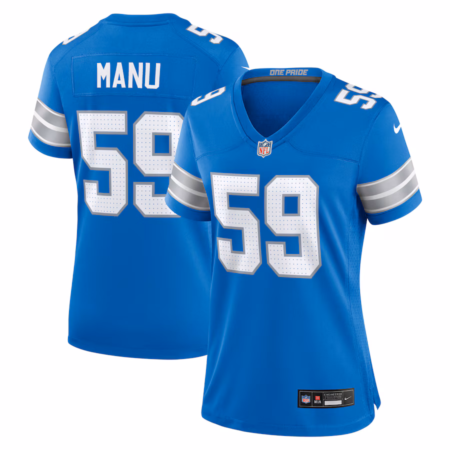 Women's Detroit Lions Giovanni Manu Nike Blue Team Game Jersey