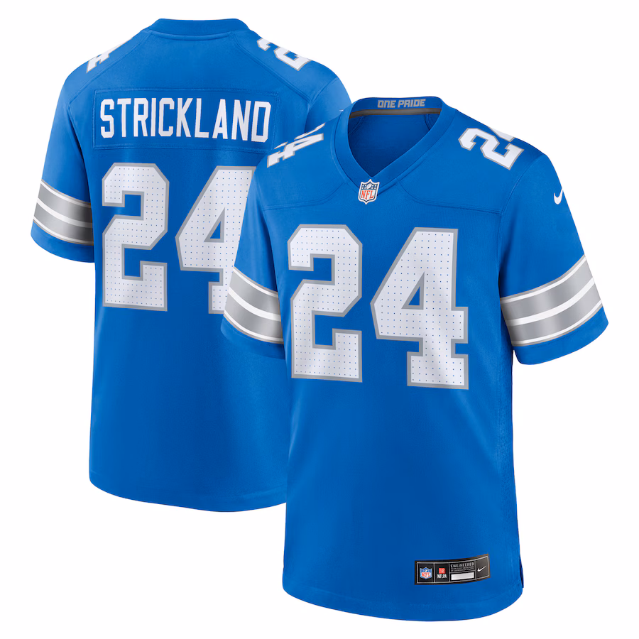 Men's Detroit Lions Loren Strickland Nike Blue Team Game Jersey