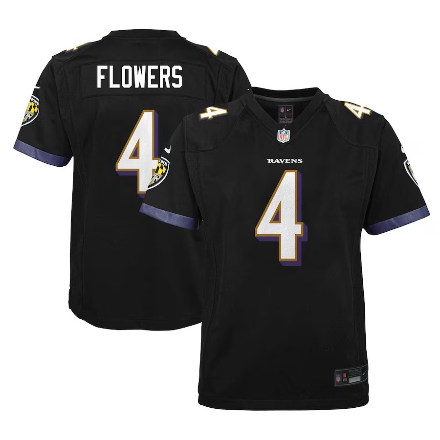 Youth Baltimore Ravens Zay Flowers Nike Black Alternate Player Game Jersey
