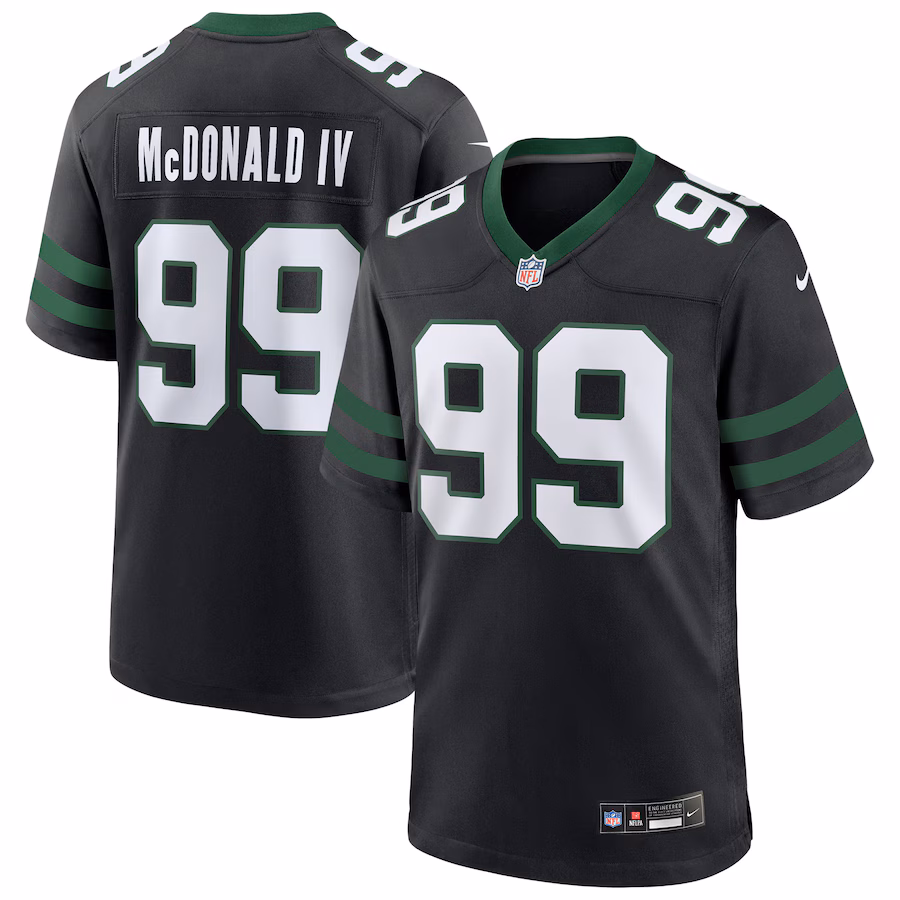 Men's New York Jets Will McDonald IV Nike Legacy Black Alternate Game Jersey