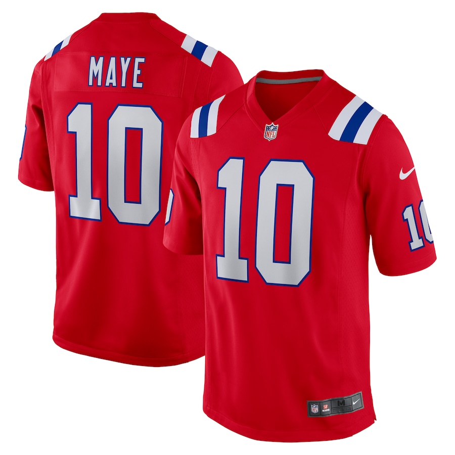 Men's New England Patriots Drake Maye Nike Red Player Game Jersey