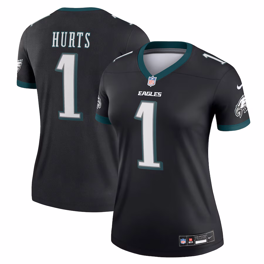 Women's Philadelphia Eagles Jalen Hurts Nike  Black Alternate Legend Player Performance Top