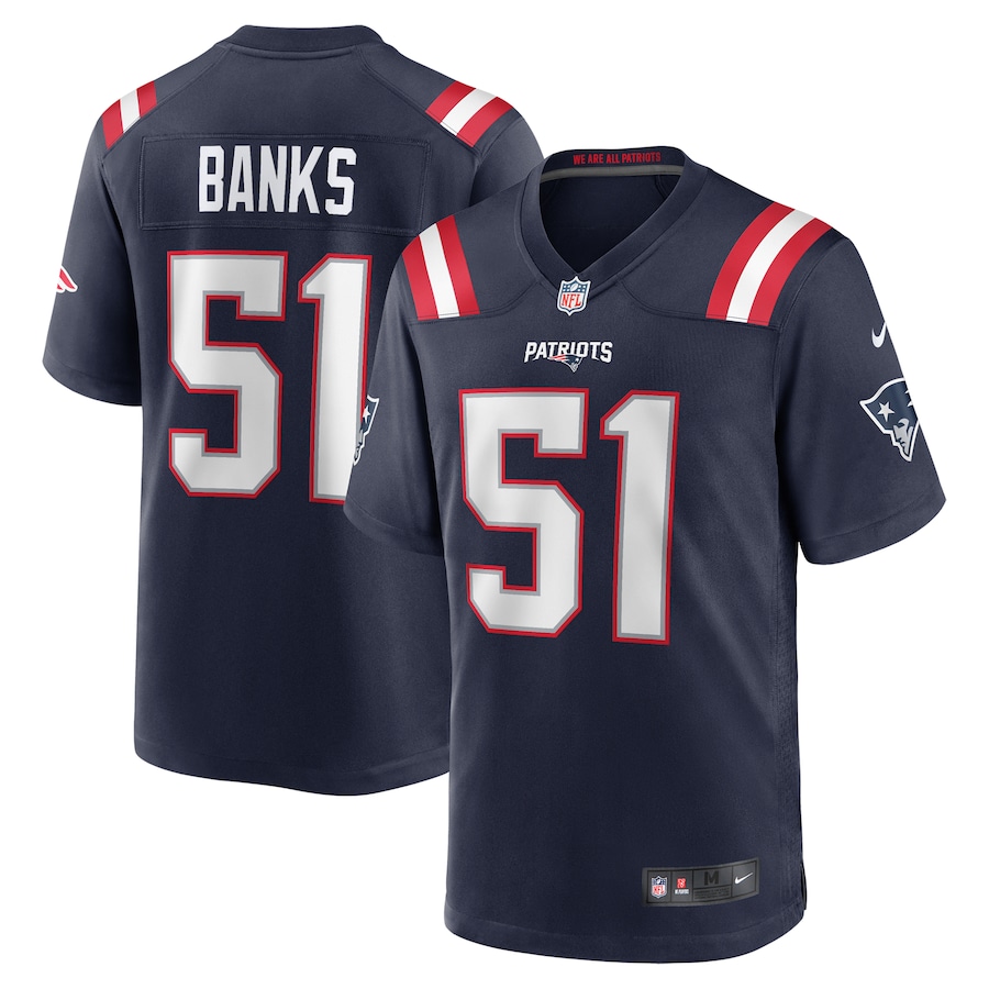 Men's New England Patriots Keshawn Banks Nike Navy Game Jersey