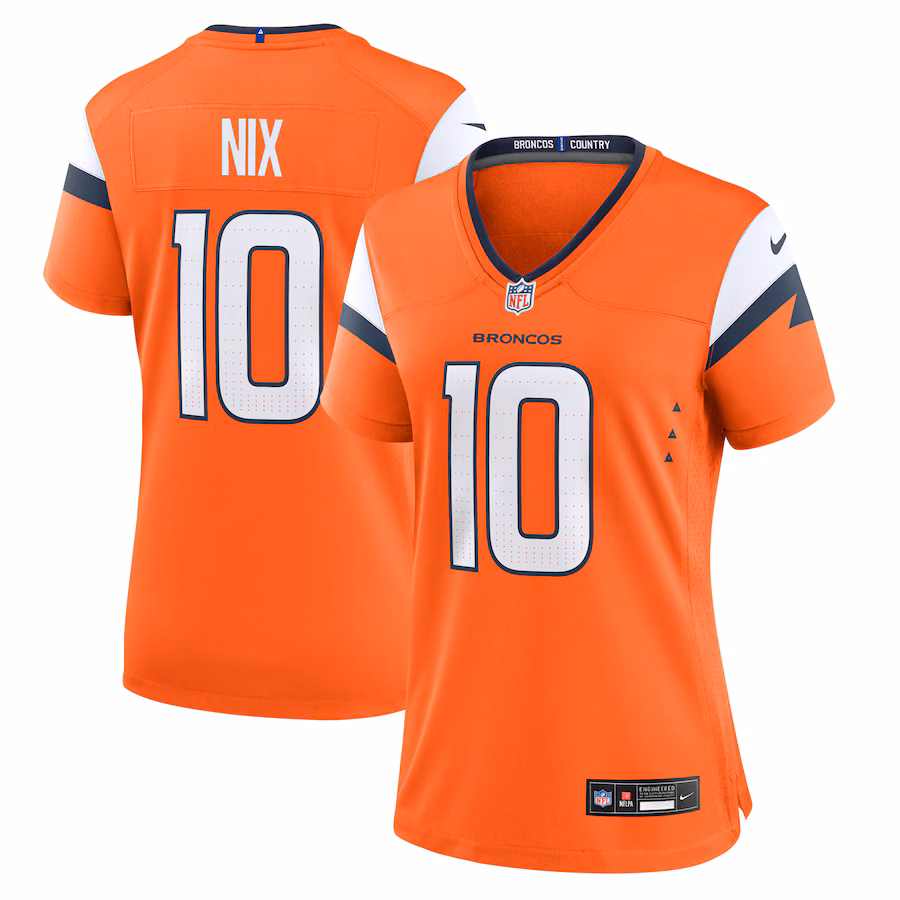 Women's Denver Broncos Bo Nix Nike Orange Game Jersey