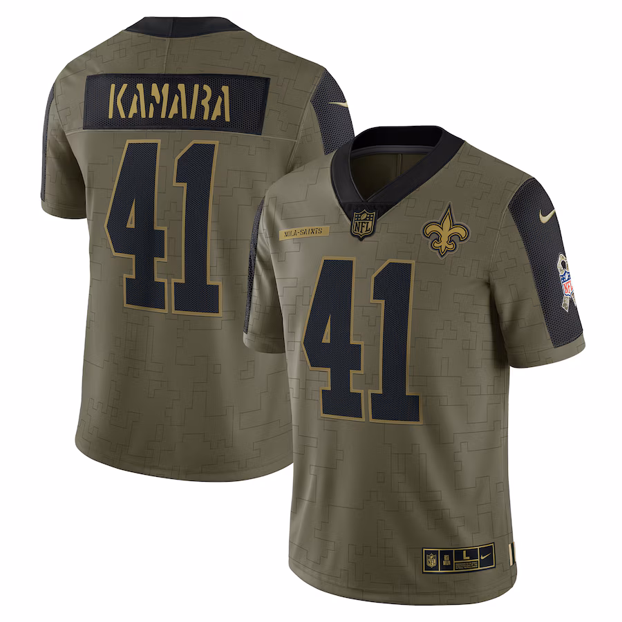 Men's New Orleans Saints Alvin Kamara Nike Olive Salute To Service Limited Player Jersey