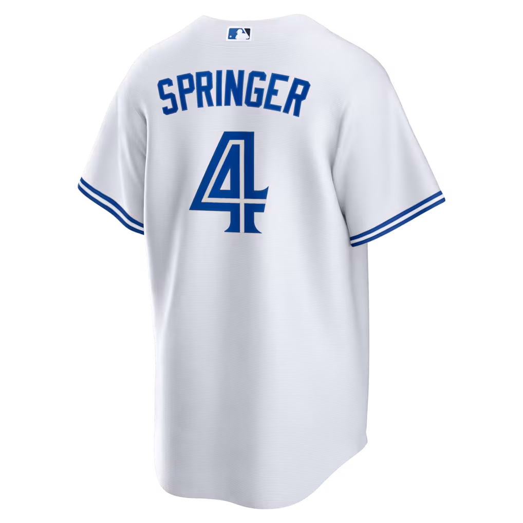 Men's Toronto Blue Jays George Springer Nike White 2025 World Series Home Replica Player Jersey