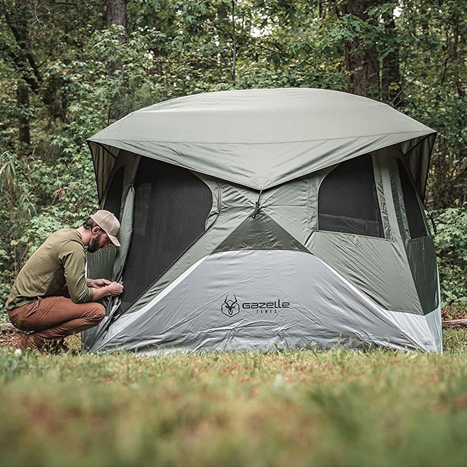 Gazelle T4 Hub Tent, 4-Person, Waterproof, UV Resistant, Alpine Green