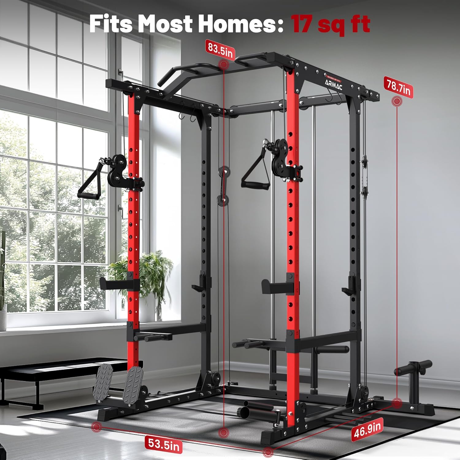 ARMAC Power Cage, 1500lb, Cable Crossover, Home Gym Rack