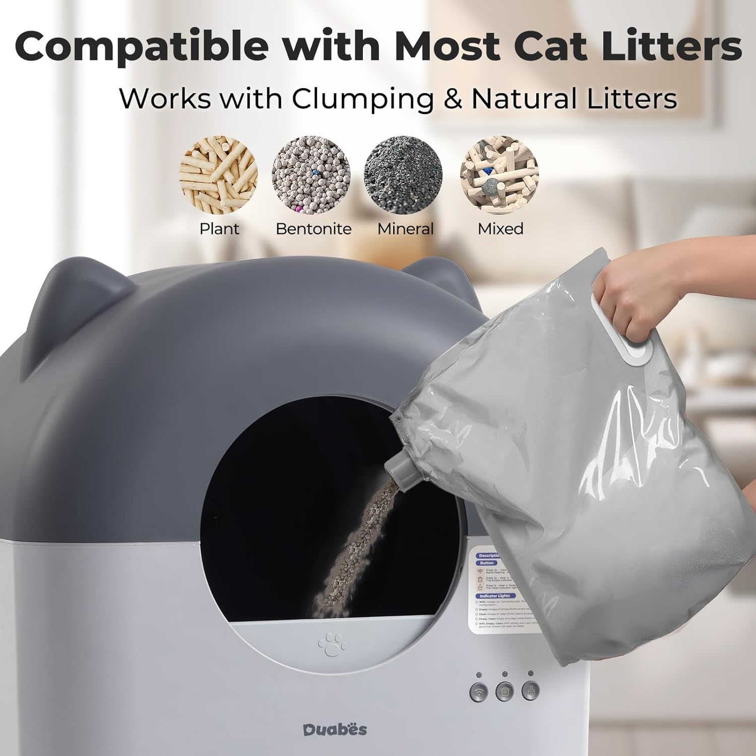 Extra Large Self-Cleaning Cat Litter Box, Smart Sensors, Odor-Free