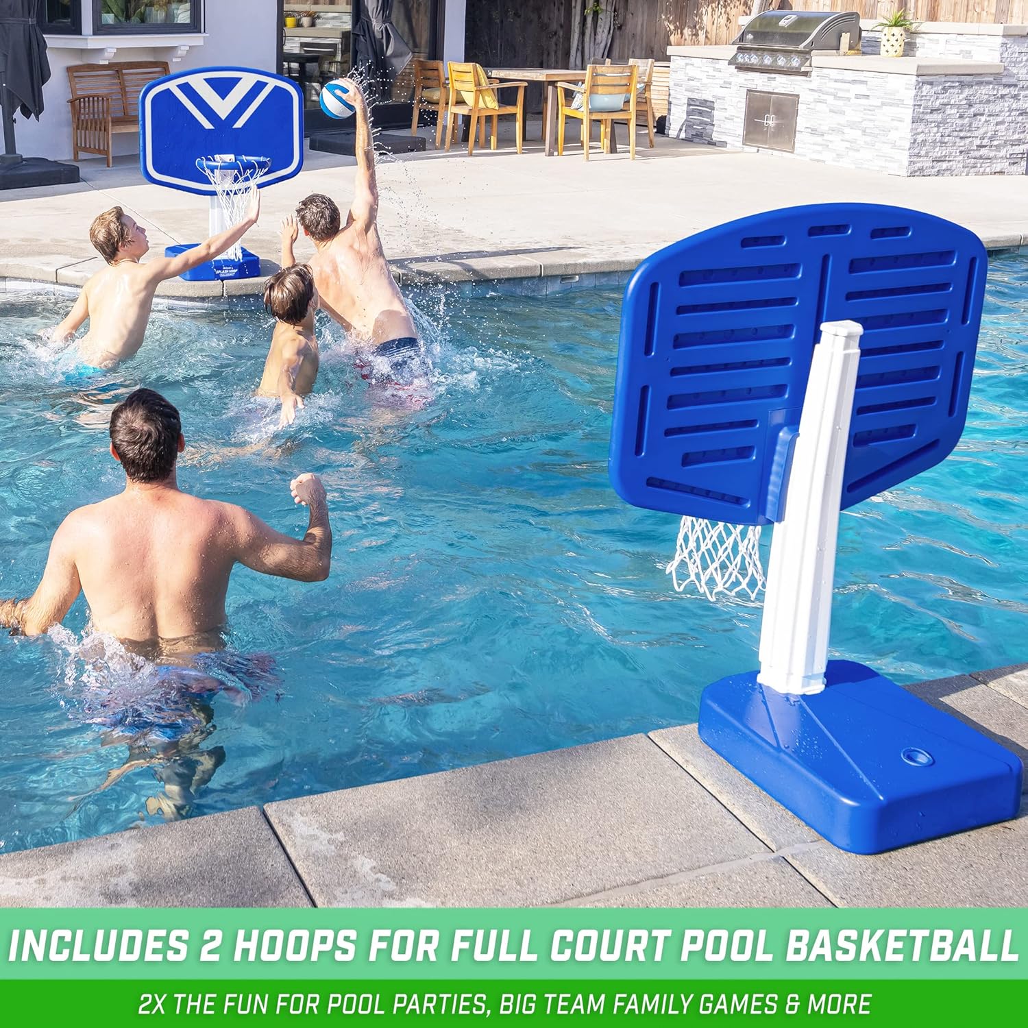 GoSports Splash Hoop 2-in-1 Pool Basketball & Volleyball Set