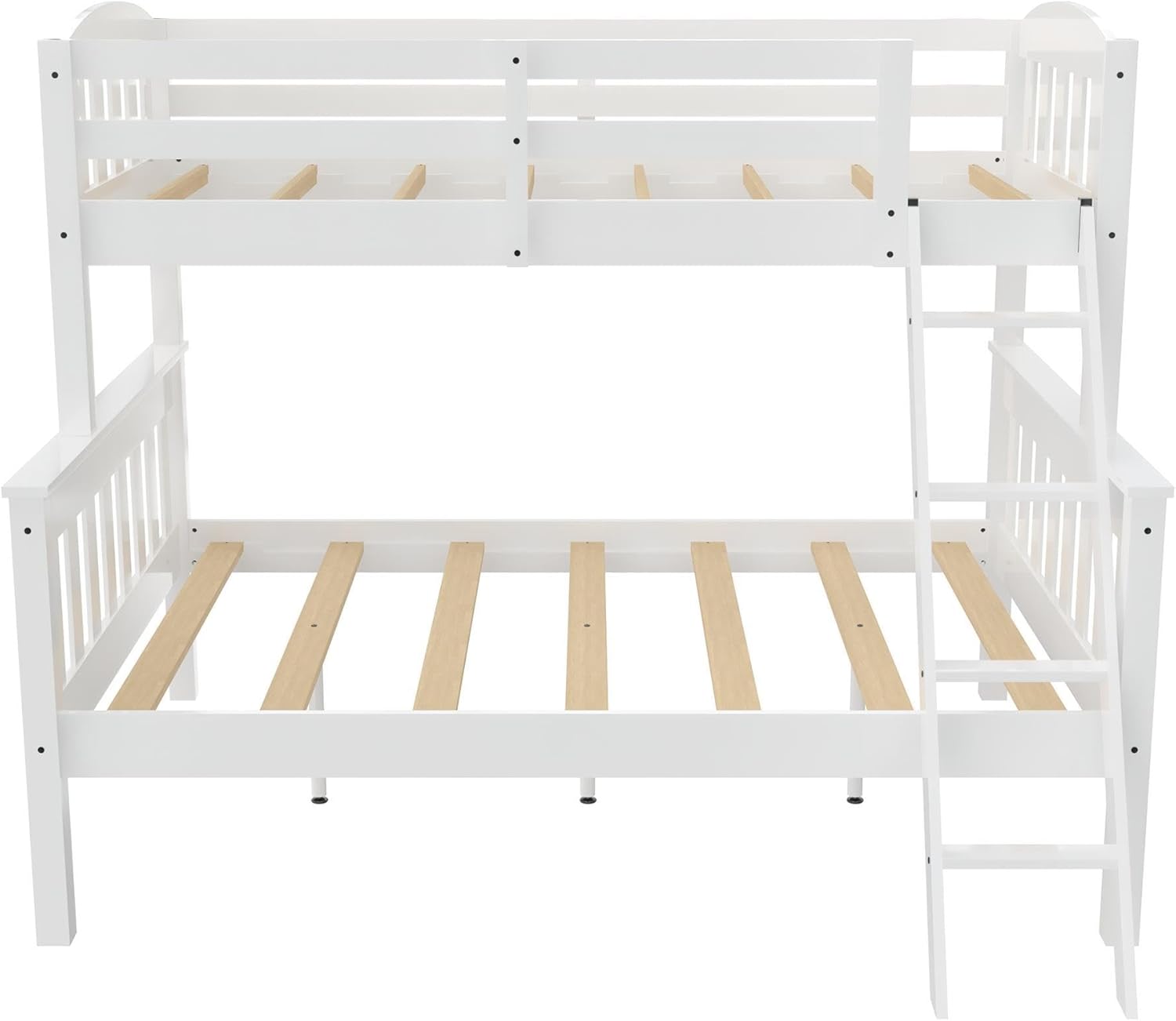 DHP Airlie Twin Over Full Bunk Bed, White, Wood, Ladder & Rails