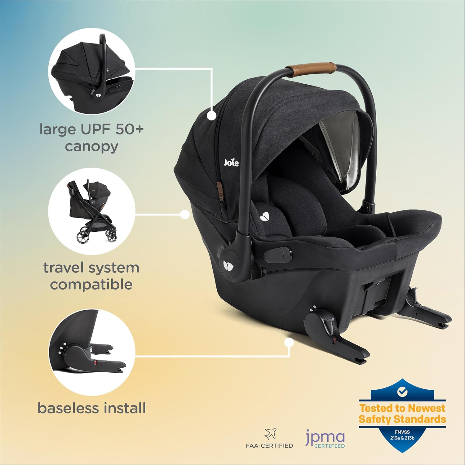 Joie Mint Latch Infant Car Seat, Base-Free, Shale Dark