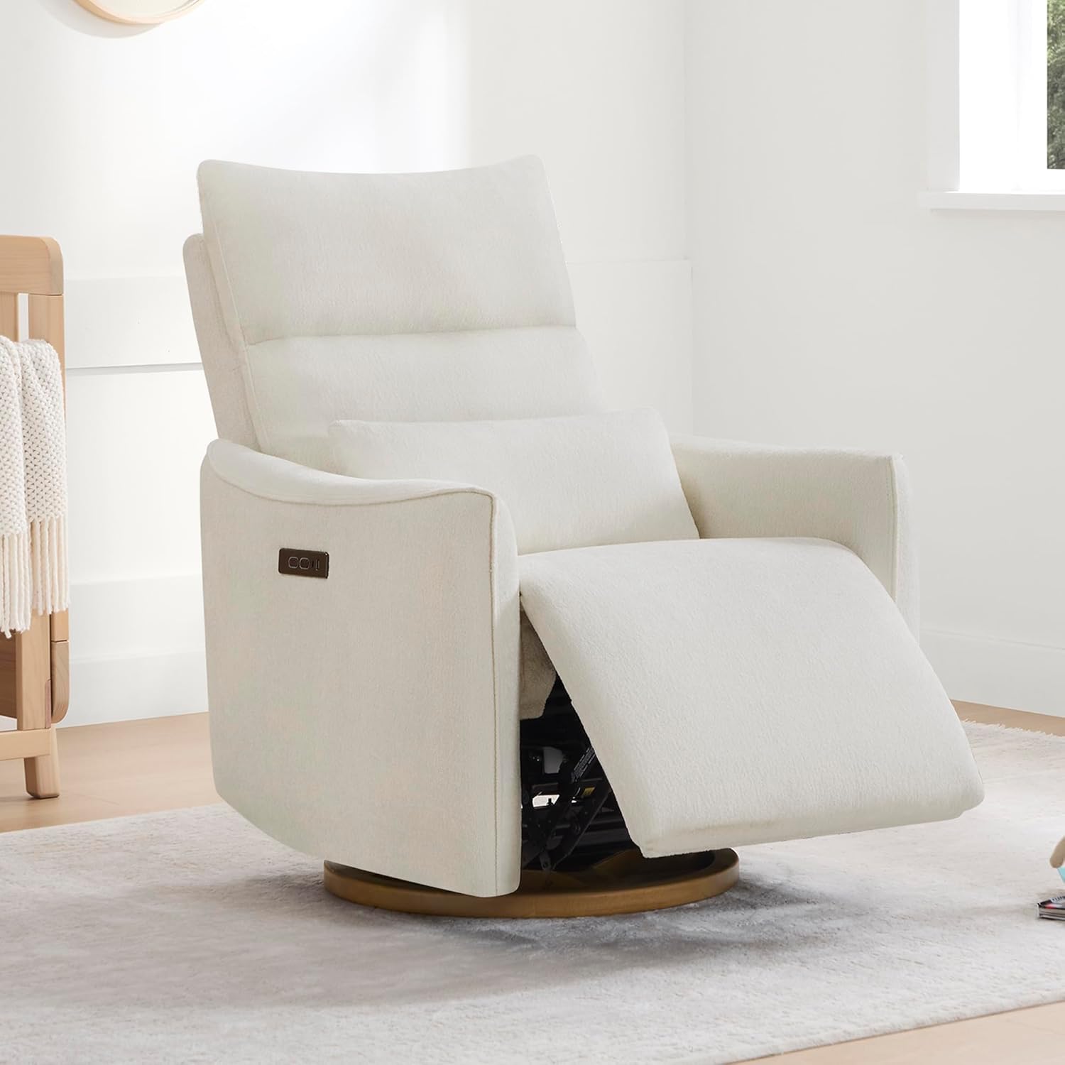 CHITA Swivel Rocker Recliner Chair, Power Glider, Cream