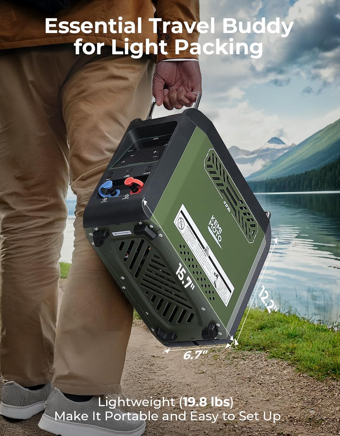 KEMIMOTO Portable Propane Water Heater, 20,000 BTU, Rechargeable