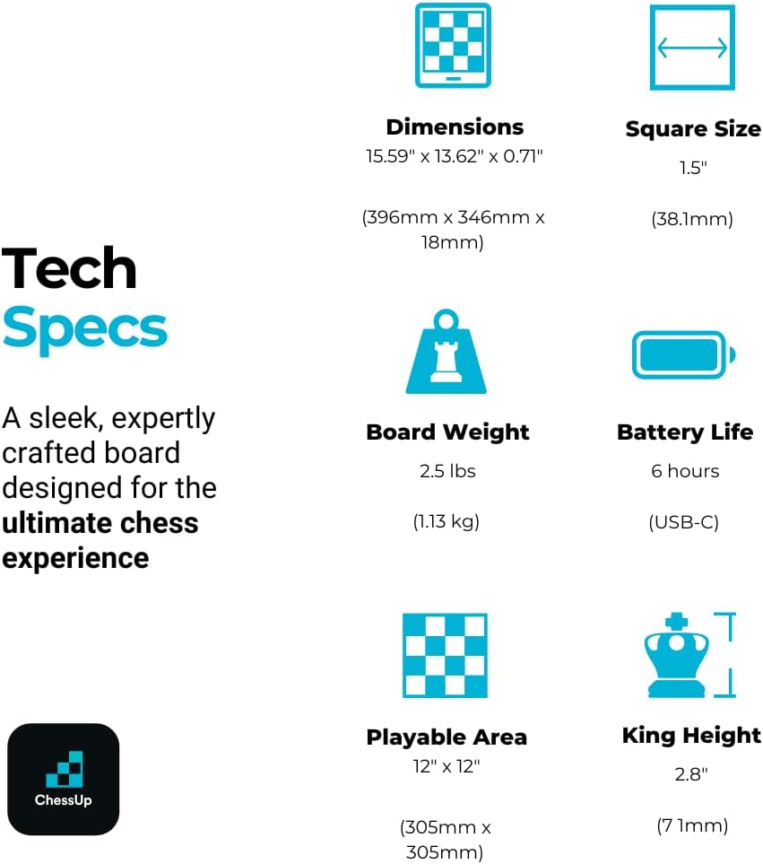 ChessUp 2 Electronic Chess Board with AI & WiFi, TouchSense Pieces