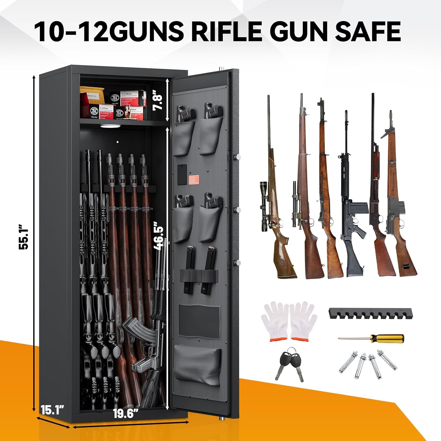 KAER 12–15 Gun Safe with Digital Keypad & Adjustable Shelves